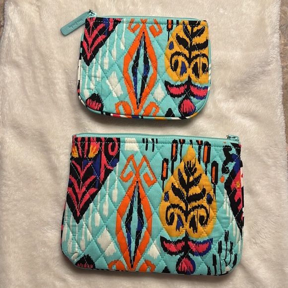 Set of 3 Colorful Vera Bradley zipper cosmetic make up bags in different sizes - Picture 3 of 6